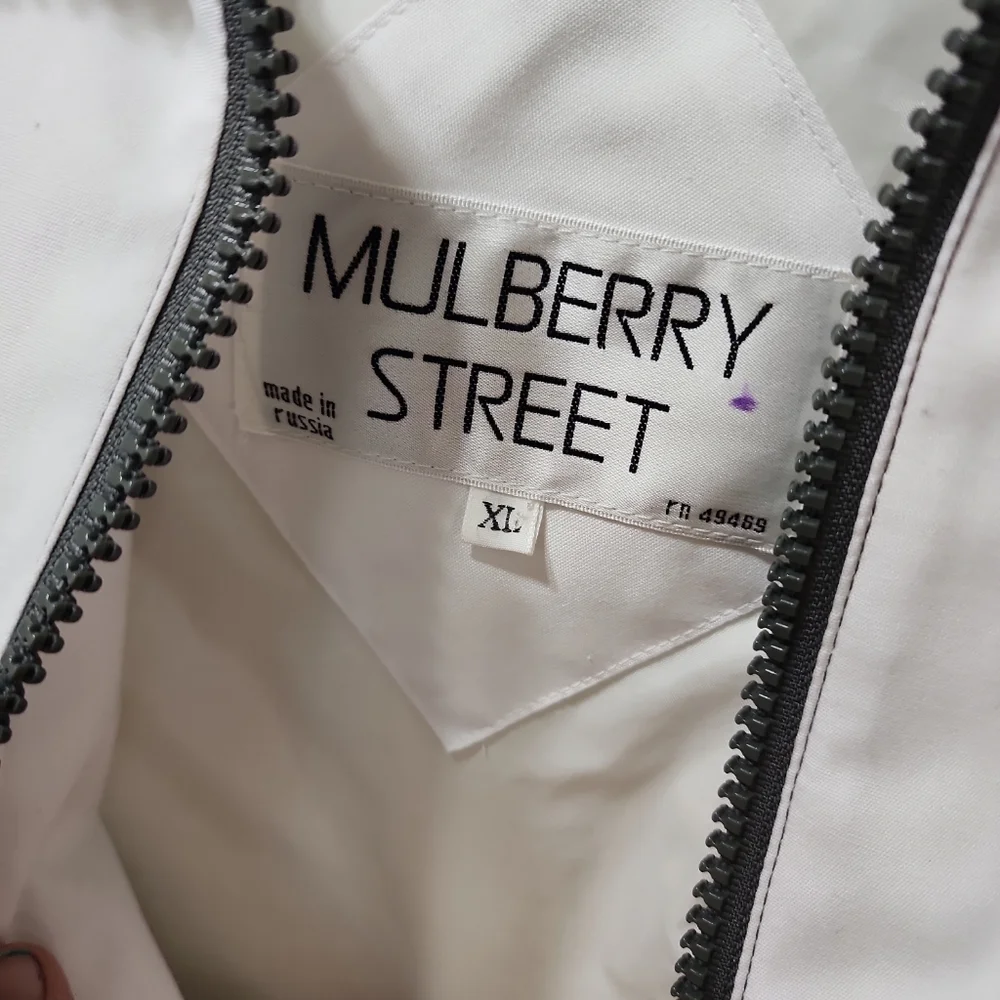 Mulberry St Women's  XL white green block hooded. Vtg. Anchor buttons. - Picture 6 of 12